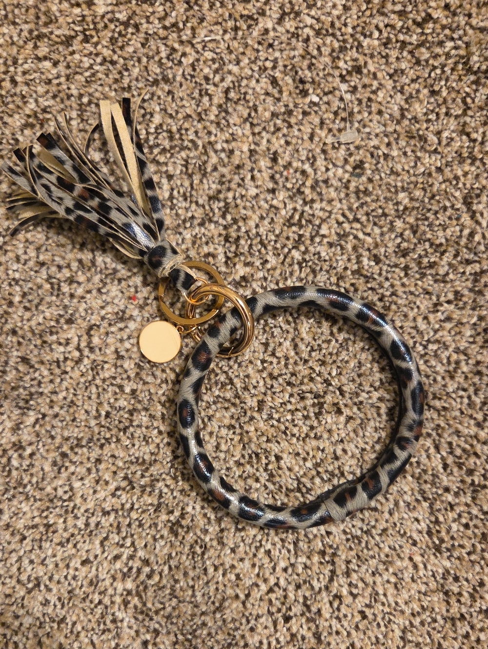 Leopard Print Tassel Keyring Bangle Bracelet
